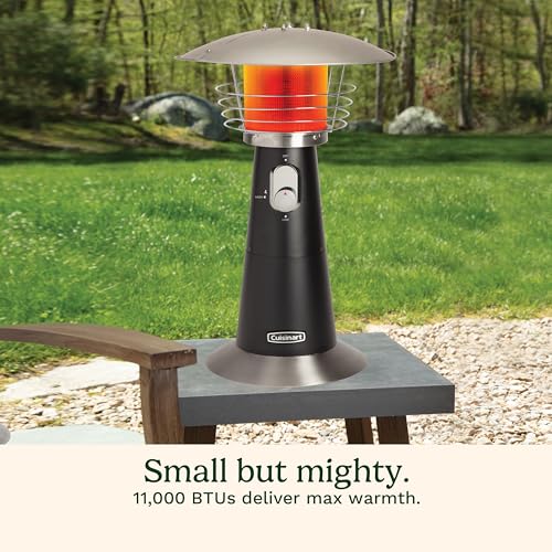 Cuisinart Portable Tabletop Patio Heater, 11,000 BTU Outdoor Propane Heater with Safety Tilt Switch and Adjustable Heat, Burner Screen Guard, 30 sq. Foot Heat Range, Black — view 2