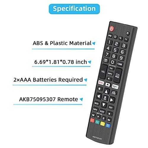 Universal Replacement for All LG Remote Control Smart TV OLED LCD LED HDTV 3D 4K Smart TVs AKB75095307 32LJ550B 43UJ6300 55LJ5500 55UJ6050 AKB75375604 AKB74915305 — view 4