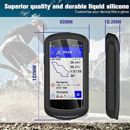 Ermorgen Silicone Case Compatible with Garmin Edge 1040/1040 Solar Case + 2 Tempered Glass Screen Protectors, Soft Silicone Case, All-Inclusive Shockproof Protection - Black — view 4