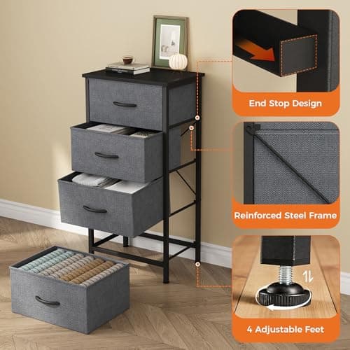 Sweetcrispy Dresser for Bedroom, 4 Drawer Storage Cabinet, Tall Nightstand — view 5