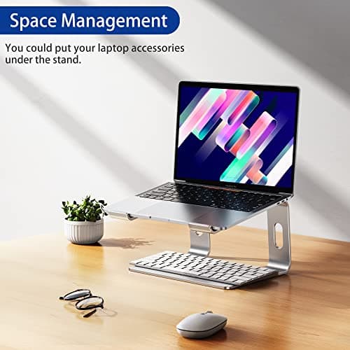 BESIGN LS03 Aluminum Laptop Stand, Ergonomic Detachable Computer Stand, Notebook Riser, Laptop Mount Compatible with Air, Pro, Dell, HP, Lenovo More 10-15.6" Laptops, Silver — view 8