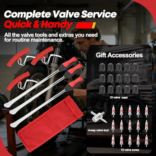 Msuhettu 38 PCS Tire Spoons Tool Set, Premium Tire Irons Tire Changing Kit with 14.5" Levers for Motorcycle, Dirt Bike & Lawn Mower, Including Rim Protectors, Valve Tools & Accessories — view 3