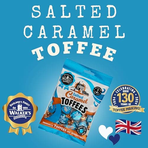 Walkers' Nonsuch Salted Caramel Toffees | Traditional British Candy with Butter & Whole Milk | Sweet & Salty Treat | Individually Twist Wrapped Delicious Chewy Toffee | 5.29 Oz (Pack of 2)