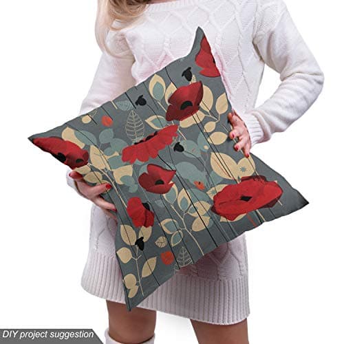 Ambesonne Blue Fabric by The Yard, Abstract Floral Pattern with Paisley Influences Ornate Curls Swirled Leaves, Decorative Fabric for Upholstery and Home Accents, 1 Yard, Blue Orange Coral — view 4