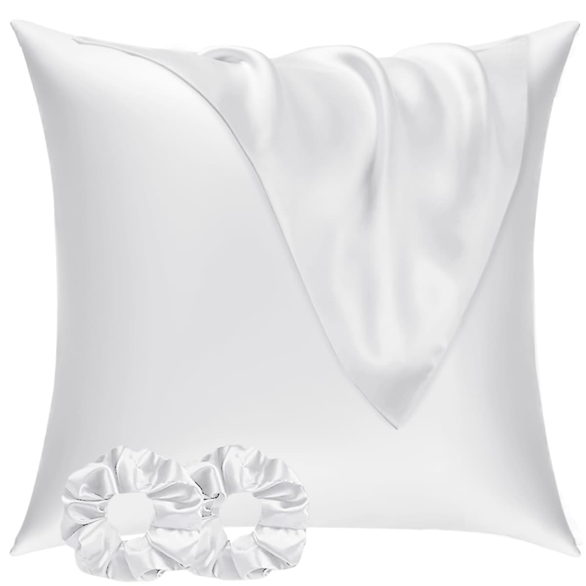 Vielit 2 Pack Satin Pillowcase for Hair and Skin Cooling,Soft as Silk Pillowcase for Hair and Skin,Easier Care than Silk Pillow Case Beige 50x75cm Gifts for Women Envelope & 2 Scrunchies — view 79