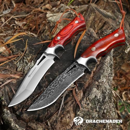 DRACHENADER Fixed Blade Knife with Leather Sheath, Full Tang Survival Knife, M390 Steel Hunting and Camping Outdoor Survival and Bushcraft — view 5