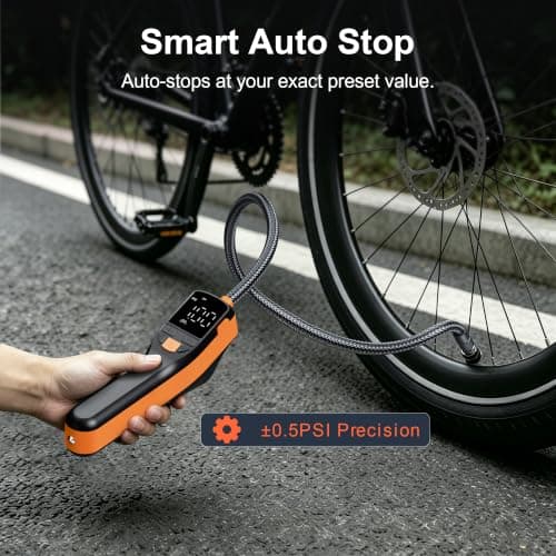 BEVA CAP02 Tire Inflator Portable Air Compressor, Fast Inflation Bike Pump with Digital Pressure Gauge and LED Light, 150PSI Portable Air Pump for Car Tires, Motorcycle, Bike, Ball — view 2