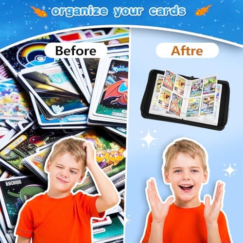 Trading Card Binder, 400 Pockets Portable Card Binder, Card Collector Album, with 50 Removable Sleeves Card album, Used for Cards collection and presentation, Gift for Kids 50PCS Page — view 3