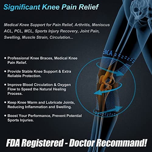 NEENCA Professional Knee Brace for Pain Relief, Medical Knee Support with Patella Pad & Side Stabilizers, Compression Knee Sleeve for Meniscus Tear, ACL, Joint Pain, Runner, Workout - FSA/HSA Eligible — view 4