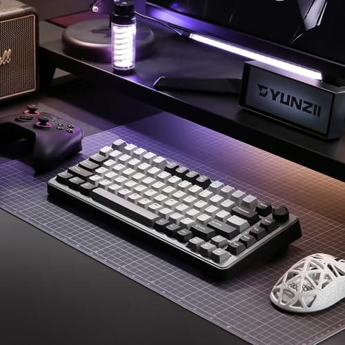 YUNZII B75 PRO Wireless Mechanical Keyboard,75% Layout with Knob,Hot Swap Gasket Structure,Creamy Pre-lubed Switches,RGB Backlit,Bluetooth/Type-C/2.4G for Win/Mac(Dark Grey, Cocoa Cream V2 Switch) — view 8