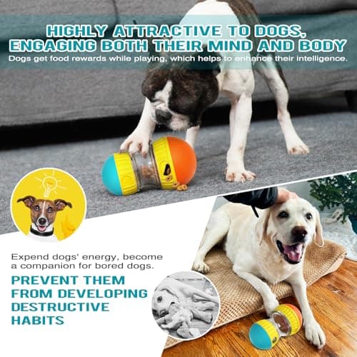 BSISUERM Dog Treat Dispensing Puzzle Toy Adjustable Food Dispenser Slow Feeder Puppy Enrichment Rolling Ball Pet Interactive Chase Toys Stimulating Game for Small Medium Dogs Gift to Keep Them Busy — view 5