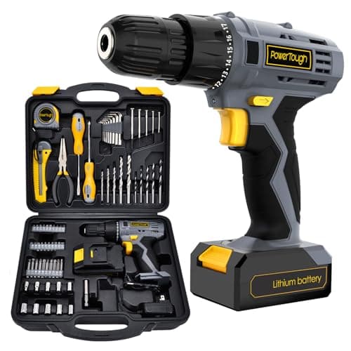 Uniteco 77pcs Power Tool Set with 18/20V Cordless Drill Electric Screwdriver Tool Kit Home Repair Set Gift Box Office House Repair Charger and Storage Case Included