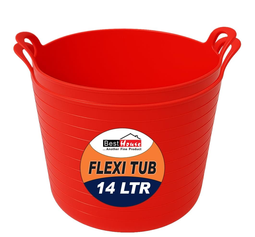 Best House | 3 Pcs of Flexi Tub with Handles | Small Size | Mini | 7 Litres | Yellow | Garden Tubs | Plastic Storage Container for Home, Washing, Garden Waste and DIY Projects — view 53