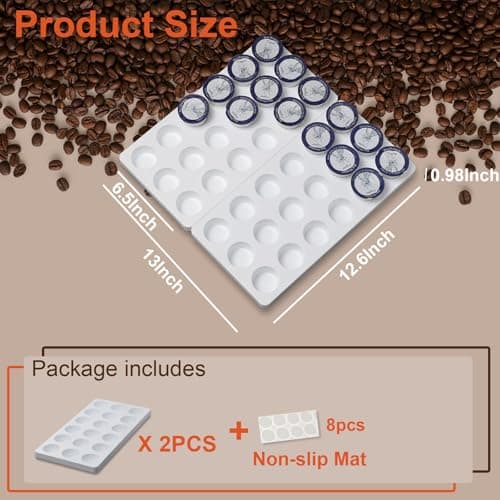 RMAIEYOO Coffee Pod Storage Organizer for Kitchen Drawer, Holds 36 K Cup Pods, Premium Plastic Tray with Non-Slip Mat, Space-Saving Drawer Organizer for Keurig Coffee Capsules