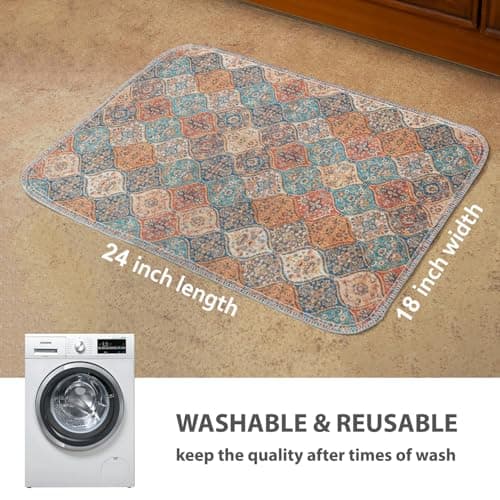 nunubaby Washable Pee Pads for Dogs, Stylish, Non-Slip and Leak-Proof Pee Mat. Ultra-Absorbent Reusable Potty pad for Crates and Floors.(Cream/Multi, 18" x24" ) — view 3