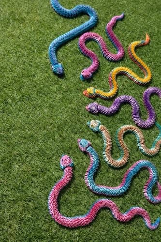 Articulated Crystal Snake – 3D Printed Flexible Snake Figurine, 58 cm (23 in) Poseable Serpent with Movable Mouth, Realistic Eyes, Fantasy Desk Decor (Ages 14+), (Rainbow) — view 5