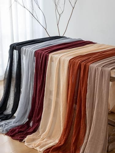 Keketoarrange Black Table Runner Cheesecloth Gauze Rustic Premium Cotton Cheese Cloth Table Decor 120 Inch 10 FT for Wedding Bridal Baby Shower Long Sheer Boho Summer Home Decorations — view 4