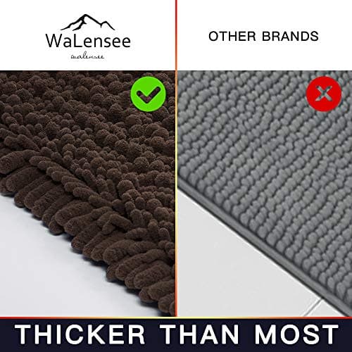 Walensee Bathroom Rug Non Slip Bath Mat (32x20 Inch Brown) Water Absorbent Super Soft Shaggy Chenille Machine Washable Dry Extra Thick Perfect Absorbant Best Large Plush Carpet for Shower Floor — view 6