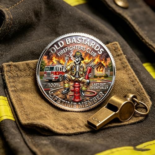 Firefighters Club Honor Coin, Firefighter Challenge Coin, Old Bastards Firefighters Club Commemorative Coins, Courage Honor Brotherhood Coins, Gift for Firefighters (10pcs) — view 5
