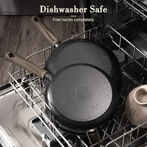 Astercook 19 Pcs Pots and Pans Set Non Stick, Black Titanium Induction Kitchen Cookware Sets, Non toxic Healthy Kitchen Cooking Set with Frying Pans Set, PTFE PFOA PFOS Free, Fathers Day Gift for Men — view 6
