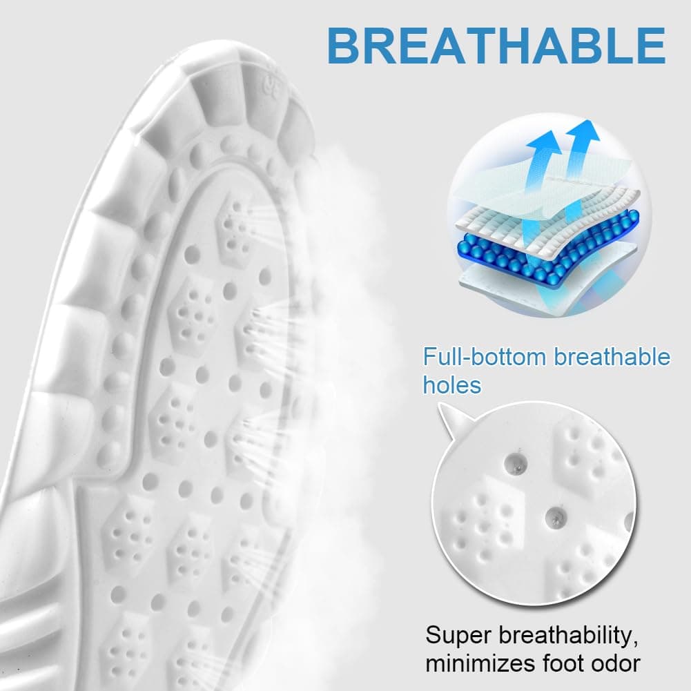 DiULi Women's Men's Memory Foam Insoles, 1 Pair Gel Memory Foam Insoles, Air Mattress Support Foam Insole, Comfortable Shock Absorption, Anti-Fatigue for Boots Shoes (36.5-37) — view 3