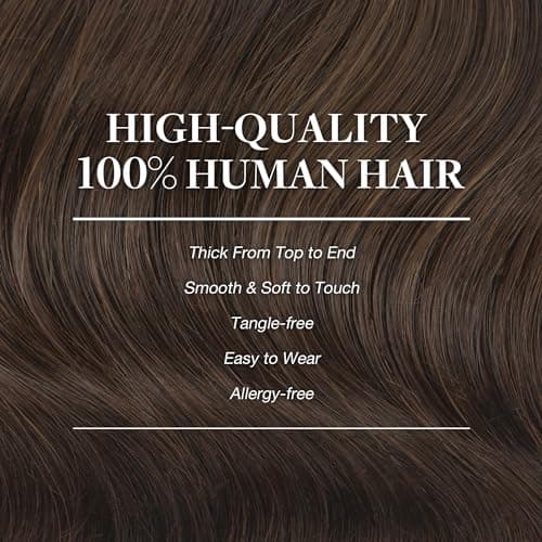 GOO GOO Clip in Hair Extensions Human Hair, 12inch 85g 7Pcs, #4A Chocolate Brown, Hair extensions for women, Human Hair Extensions Clip in — view 2