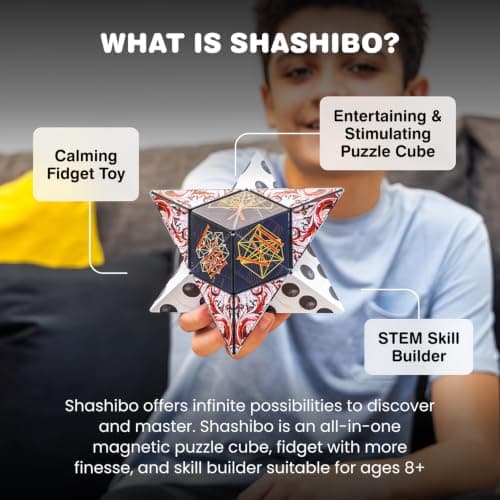 SHASHIBO Shape Shifting Box - Award-Winning, Patented Fidget Box w/ 36 Rare Earth Magnets - Transforms Into Over 100 Shapes, Download Fun in Motion Toys Mobile App (Original Series - Elements) — view 2