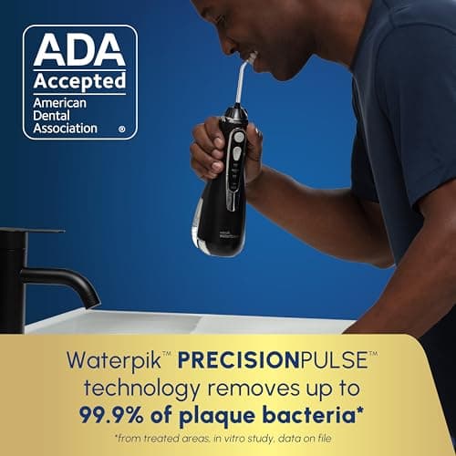 Waterpik Cordless Advanced 2.0 Water Flosser For Teeth, Gums, Braces, Dental Care With Travel Bag and 4 Tips, ADA Accepted, Rechargeable, Portable, and Waterproof, Black WP-582, Packaging May Vary — view 2