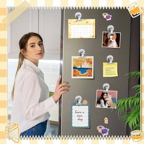 Grtard 12 Pack Magnetic Clips, Fridge Magnets Refrigerator Magnets, Strong Magnetic Clips Heavy Duty, Whiteboard Magnet Clip for Office Home Classroom Organization Kitchen Accessories(Silver) — view 2