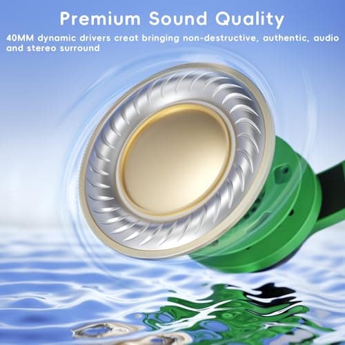 Candy Bila Kids Headphones for School, HD Mic Stereo Sound, 85/94dB Safe Volume, Foldable Wired Over Ear Headphones for Travel, Toddler, Boys, Girls, Tablet, iPad, 3.5mm Jack,Black and Green — view 4