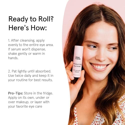 grace & stella Under Eye Brightener with Rose Quartz Rollerball - Centella Asiatica & Caffeine Under Eye Serum for Dark Circles & Puffiness - Travel Essentials, Gifts for Women, Vegan (15ml/0.51floz) — view 7