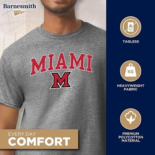 Barnesmith Miami University Redhawks Short-Sleeve T-Shirt, Spirit, Charcoal Grey, Medium — view 2