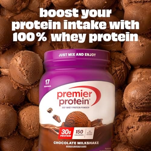 Premier Protein Powder, Chocolate Milkshake, 30g Protein, No Added Sugar, 100% Whey Protein, Keto Friendly, Soy & Gluten Free, 24.5 oz (17 Servings) — view 3