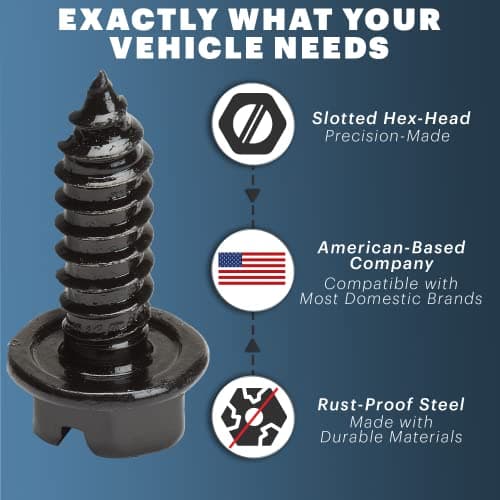 OttoSpeed Rustproof License Plate Screws (4-Pack, Black-Slotted) — view 3