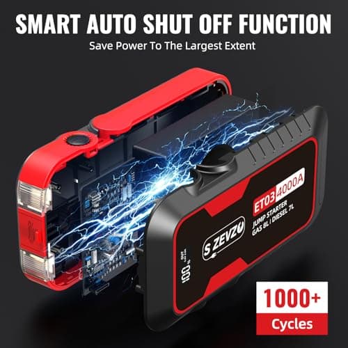 S ZEVZO ET03 4000A Car Jump Starter Jump Starter Battery Pack for Up to 8.0L Gas and 7.0L Diesel Engines, 74Wh Portable 12V Jump Box with USB Ports, LCD Display, Storage Case, and LED Light — view 7