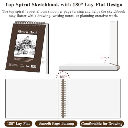 Fuxi 9" x 12" Sketch Book, Top Spiral Bound Sketch Pad, 100 Sheets 68lb/100gsm Acid-Free Drawing Paper, Art Sketchbook for Drawing Pad for Kids Artists & Beginners Professional Art Supplies for Adults — view 2