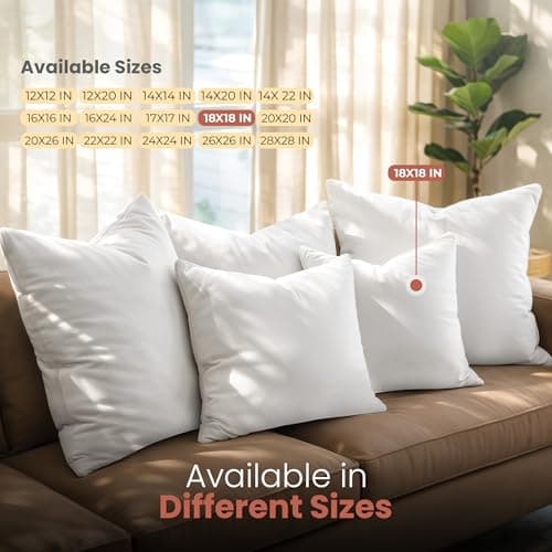 Utopia Bedding Throw Pillows Insert (Pack of 2, White) - 18 x 18 Inches Bed and Couch Pillows - Indoor Decorative Pillow — view 5