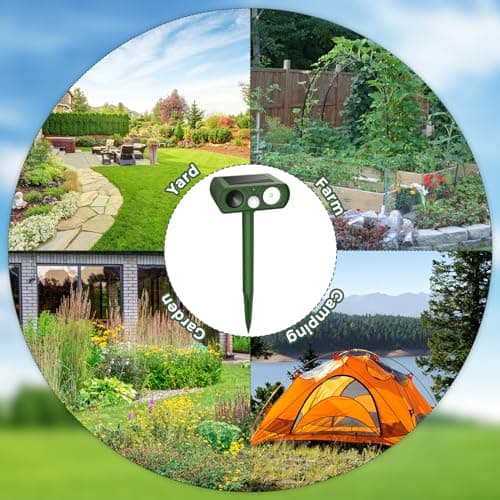 Upgraded Solar Ultrasonic Animal Repellent Outdoor, Deer Repellent Devices Squirrel Cat Raccoon Rabbit Dog Deterrent, Keep Skunk Away Motion Detection with Flash Light for Yard Garden Lawn 2PACKGreen — view 5