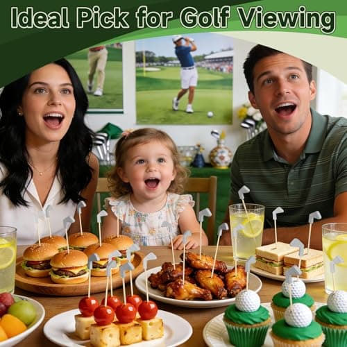 Golf Cocktail Picks, 4.7 IN Fancy Toothpicks for Appetizers, Wooden Fruit Skewers Bamboo Food Sticks for Sandwich, Masters Golf Themed Party Decorations Supplies Drinks Decor Charcuterie Accessories — view 3