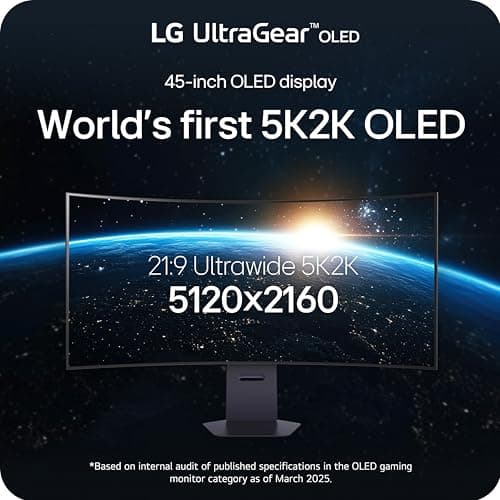 LG 45GX950A-B 45-inch Ultragear 5K2K WUHD (5120 x 2160) OLED Curved Gaming Monitor, Dual-Mode, 165Hz, 0.03ms, NVIDIA G-Sync, AMD FreeSync Premium Pro, HDR True Black 400, USB Type-C 90W, DP2.1 — view 3