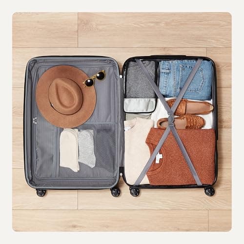 Amazon Basics 30-Inch Hardside Checked Luggage, Hardshell Suitcase With Wheels, Expandable For Up to 15% More Space, With Scratch-Resistant Surface, Four Multi-directional Wheels, Navy Blue — view 3