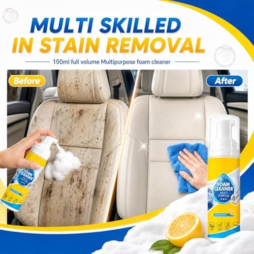 4-In-1 Multi-Enzyme Foam Cleaner,Foam Cleaner Multi Purpose,Powerful & Multipurpose Car Interior Foam Cleaners,All-Purpose Deep Cleaning Spray for Car Interior,Deep Clean Cars,Kitchen (2Pcs, 10 oz)