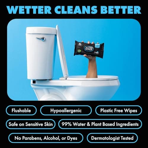 DUDE Wipes Unscented Flushable Wipes - Extra-Large Adult Wet Wipes for Sensitive Skin - 6 Pack (288 Count) - Infused with Vitamin E and Aloe - Septic and Sewer Safe — view 2