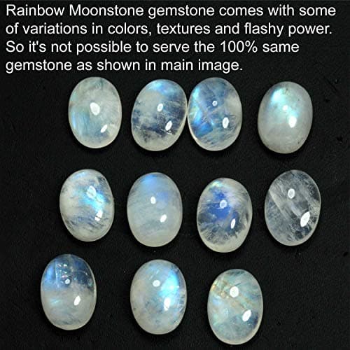 JEWELOPORIUM White Moonstone Silver Ring Size 8, 925 Sterling Silver Ring for Women, Genuine Chunky Oval Gemstone Boho Jewelry — view 4
