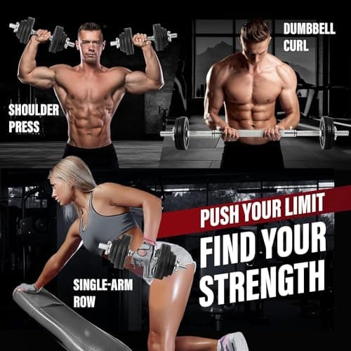 Yes4All 200 LB Adjustable Dumbbell Set, Cast Iron Weights for Home Gym with Bars, Plates, Collars, Hand Weights Dumbbells Set — view 5