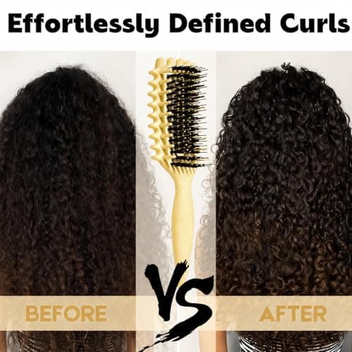 Curly Hair Brush Candybrush Curl Defining Brush for Detangling Shaping and Defining Curls for Women, Men, Wet & Dry Hair (Creamy Yellow) — view 4