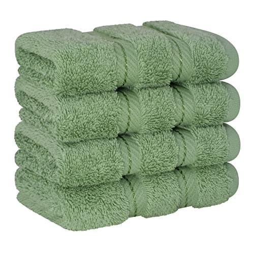 American Soft Linen Washcloths for Bathroom, 100% Turkish Cotton Washcloth Set of 4, 13x13 in Soft Washcloths for Body and Face, Wash Rags for Kitchen, Baby Washcloths, Sage Green Washcloths — view 5