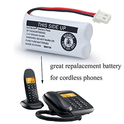 BAOBIAN BT162342 BT262342 Battery Compatible with for BT183342 BT283342 BT166342 BT266342 VTech CS6114 CS6419 CS6719 at&T EL52300 CL80111 Cordless Phone (Pack of 2) — view 2