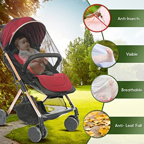 V-Fyee Mosquito Net, Baby Net for Stroller, Visible Breathable Mesh Strollers Cover Bug Netting for Bassinet, Pack N Play,Car Seat, Camping Travel Gear (Black)