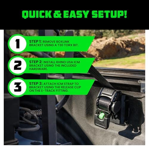 Ford Only – Rhino USA Integrated Cargo Magic Bed-Mounted Retractable Ratchet Straps (2PK) for Ford F150 (2015+) & F250 (2017+) – BoxLink Compatible, 360° Swivel, Heavy-Duty Tie Downs — view 6